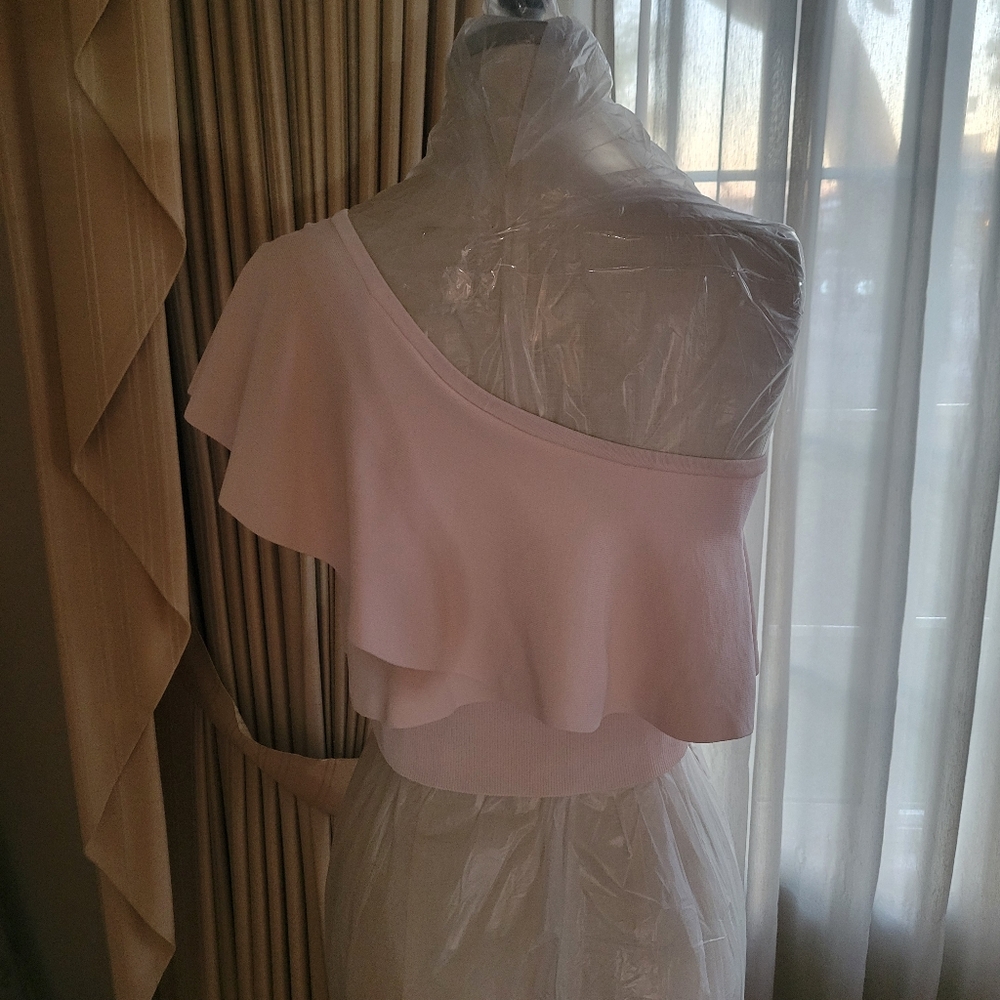 Bebe One-Shoulder Pink Ruffle Top - Picture 6 of 10